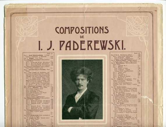 Partition de la transcription pour violon et piano par l'auteur du «Menuet» tiré du cahier I (antique) des «Humoresques de concert» pour piano op. 14 n° 1 de Paderewski (Ed. Bote & G. Bock, Berlin)
